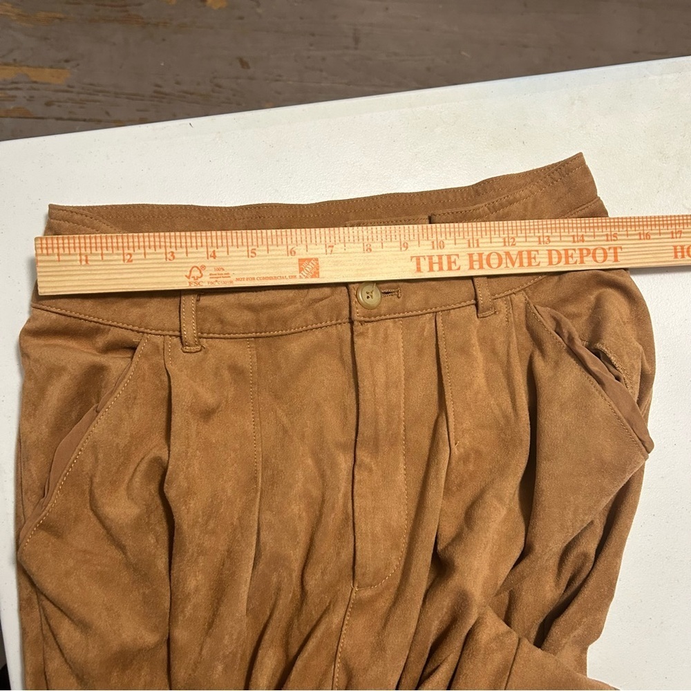 Free People Nightfall Vegan Suede Pants Camel Brown Size 10 M2 - Picture 9 of 9